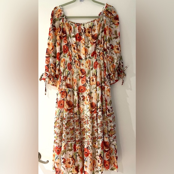 Fig & Flower (Anthropologie brand) Floral Print Midi Dress L - Picture 3 of 13